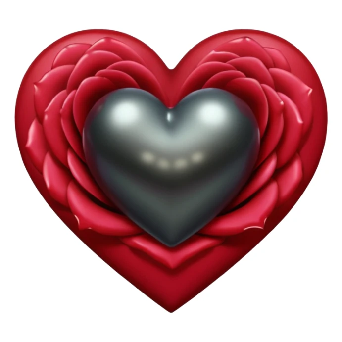 heart with a dark rose and black pearl sticker