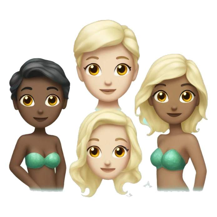 three mermaids one with blonde hair two with dark hair sticker