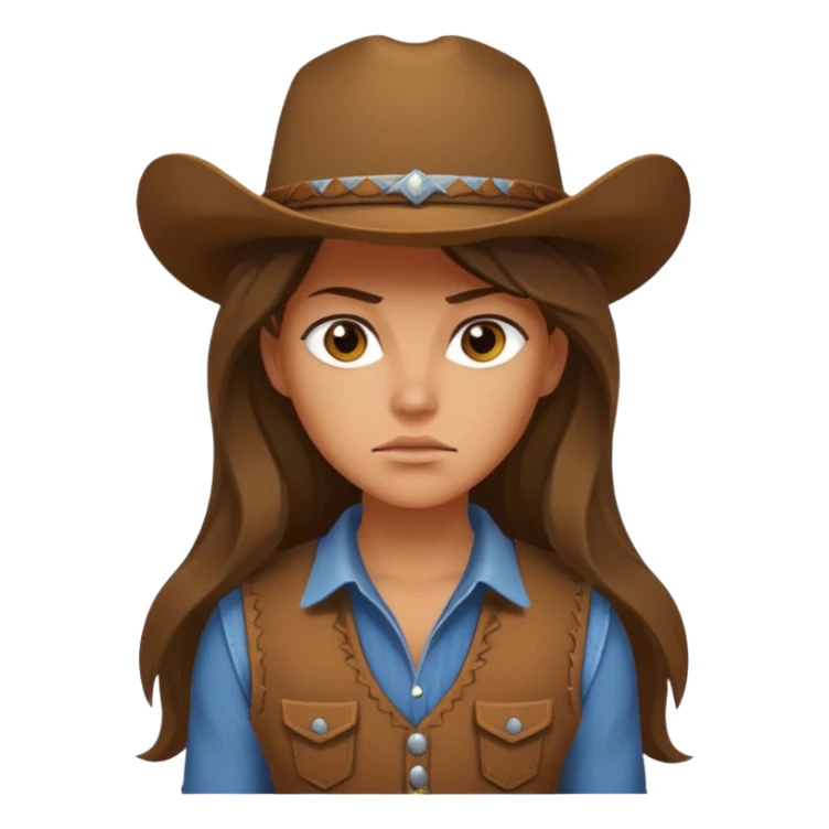 girl cowboy with no hat sticker