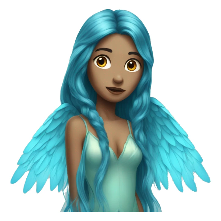 Beautiful, fairy, blue, turqoise, long hair, big wings sticker