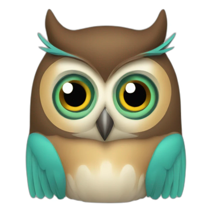 An owl, Greenish blue and brown sticker