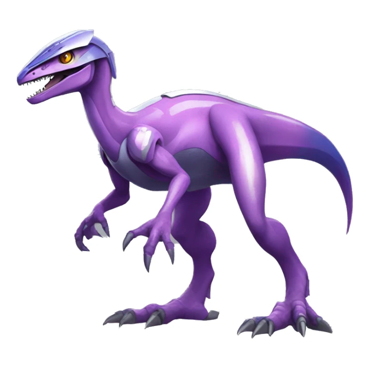 Futuristic Shiny Velociraptor-Genesect-Fakémon-Pokémon with a visor helmet Full Body sticker