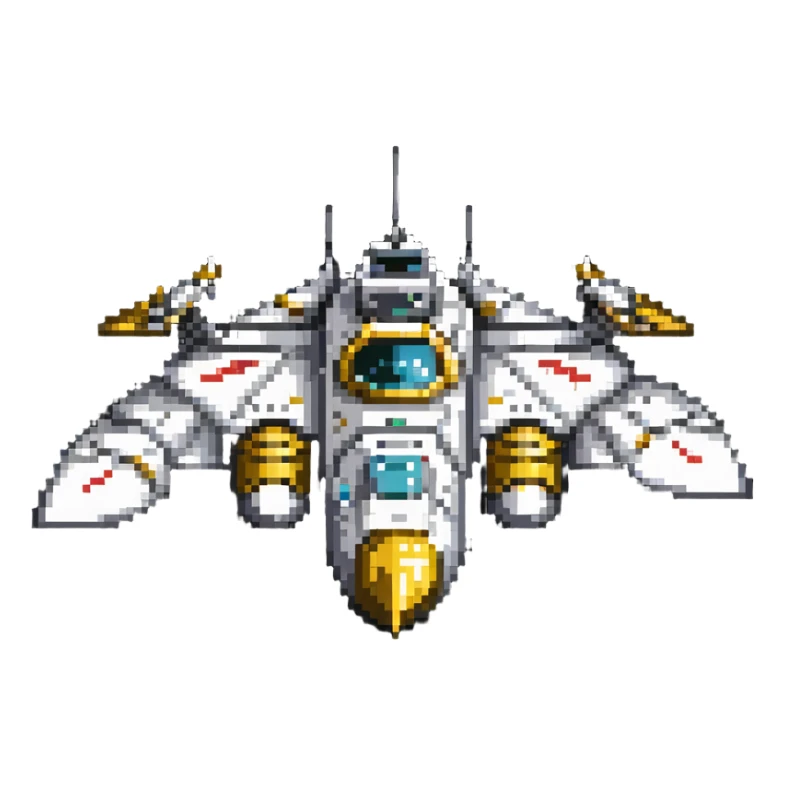 Space warship from Golden Son with gold details sticker