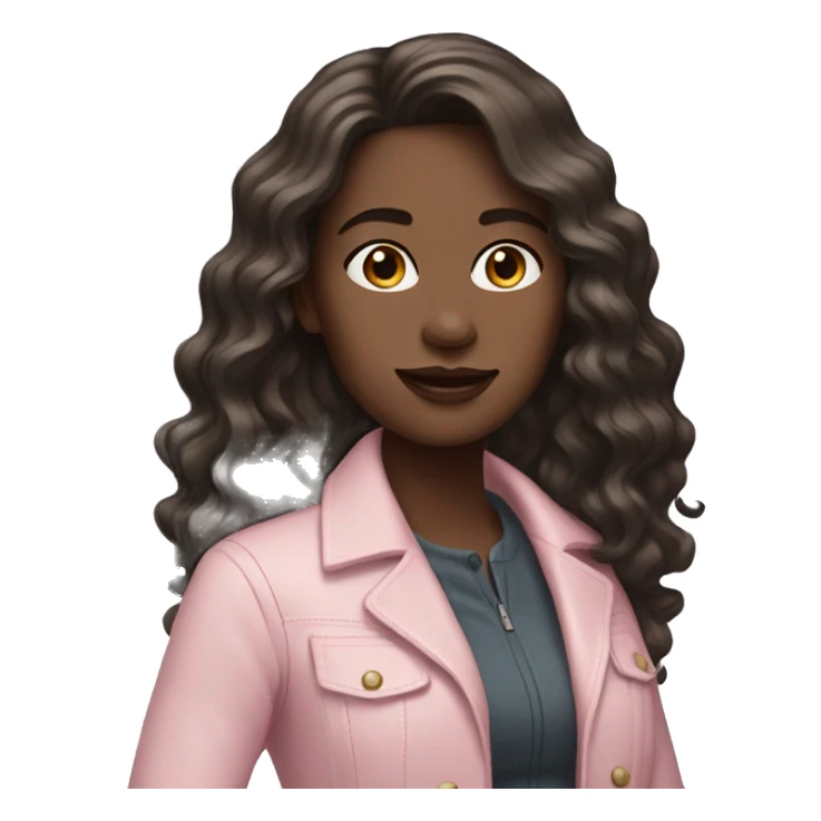 pale woman dark brown wavy long hair with light pink jacket sticker