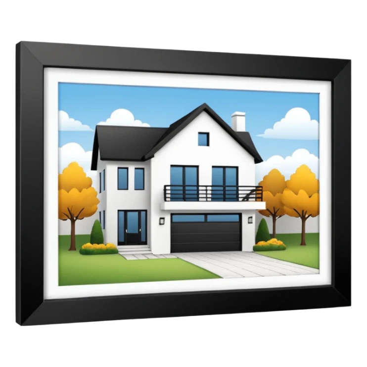 Casa en bienes y raices con el letrero de venta sticker