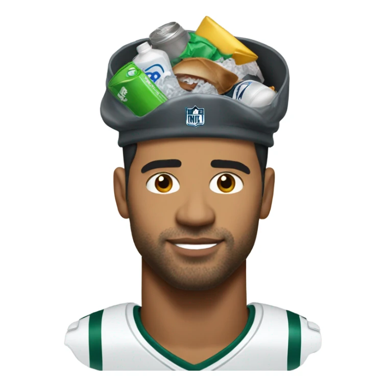 Make me a Russel Wilson emoji with a trash can on his head sticker