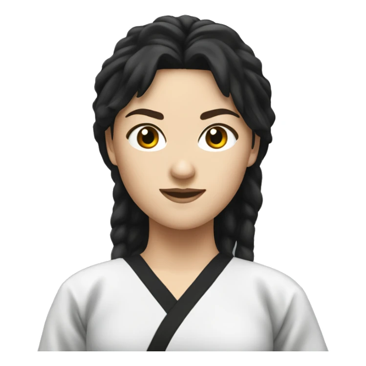 white woman with black hair in taekwondo uniform sticker