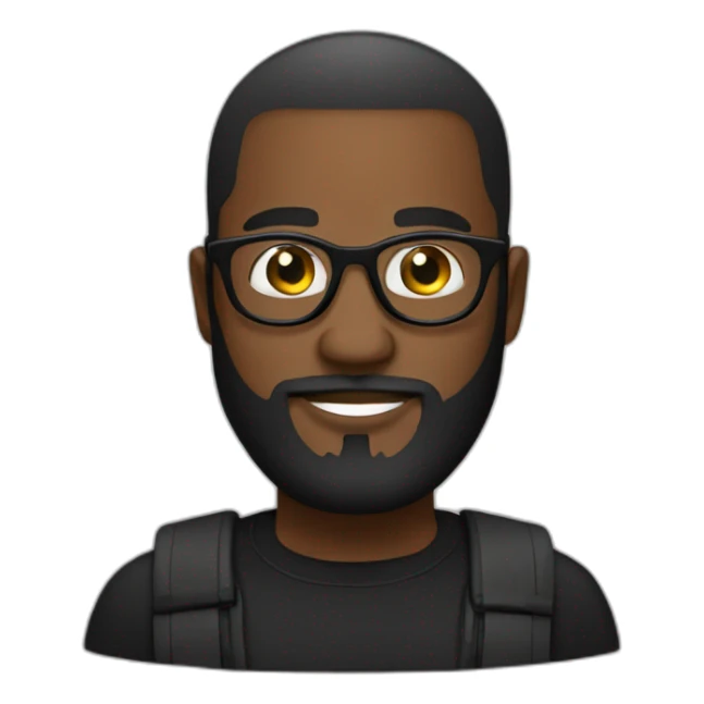 You Black Male Programmer With Beard & Round Glasses Wearing All Black sticker