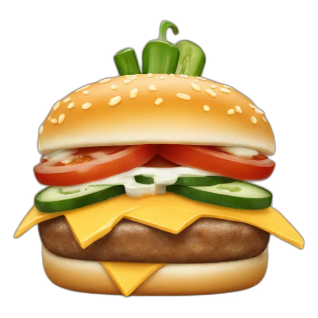 burger with  triple cheese and jalapegno sticker