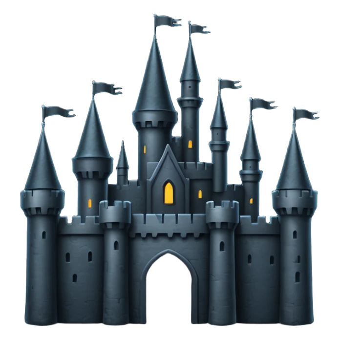 iOS emoji, minimal dark fantasy, black castle silhouette, flat sticker