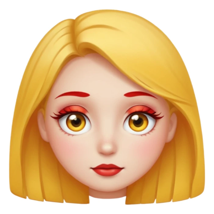 Shy pretty red cheeks blushing kong lashes sparkle yellow round  sticker