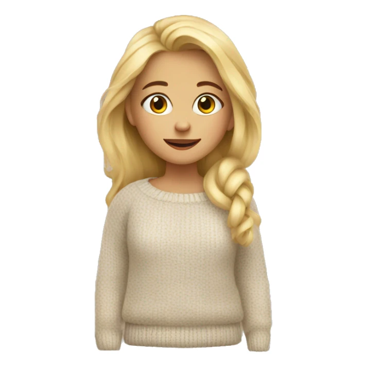 blonde girl in cozy sweater sticker