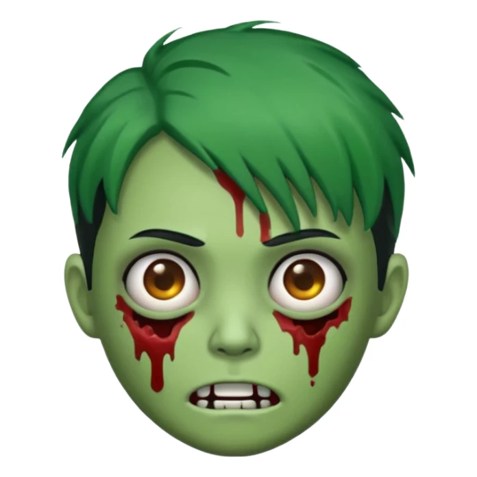 Emoji Zumbi de cabelo verde de cabelo preto e olhos castanhos sticker