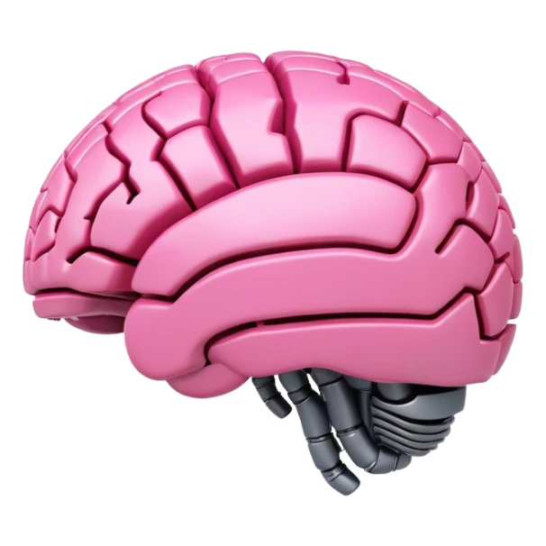 3d pink robotic brain in a form of earth from an angled perspective sticker