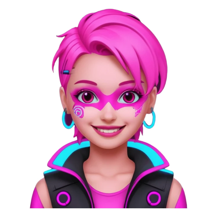 girl neon cyberpunk pink happy sticker