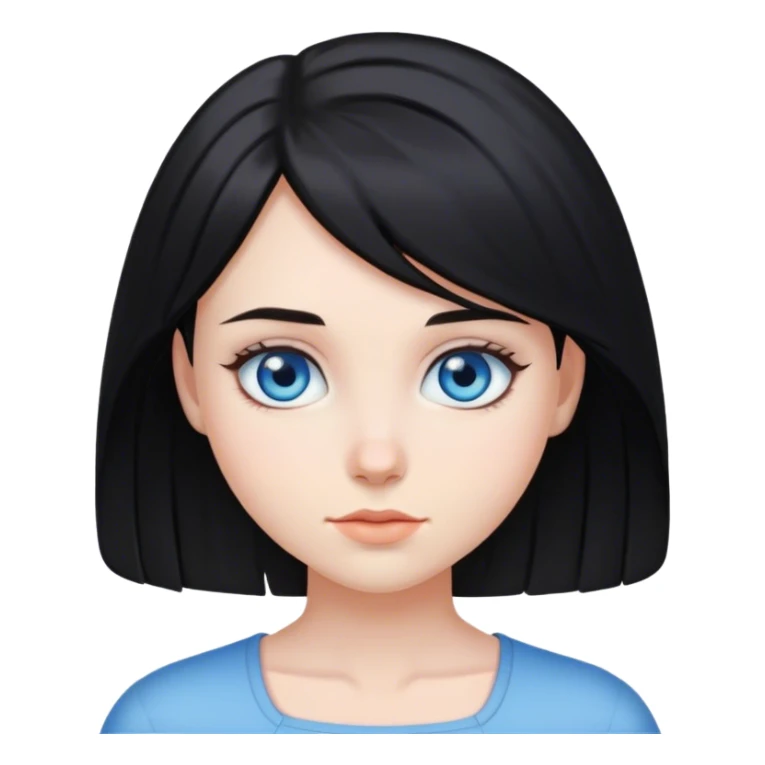 Girl with black medium length hair and blue eyes sticker