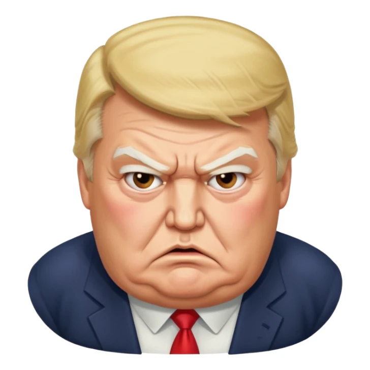 uSE THIS AS A REFERENCE PICTURE TO CREATE AN ANGRY, ELDERLY, OBESEB DONALD TRUMP EMOJI, FROM AN ISOMETRIC OVERHEAD ANGLE sticker