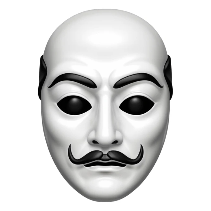 Money Heist, Dali mask (black-white), realistic sticker