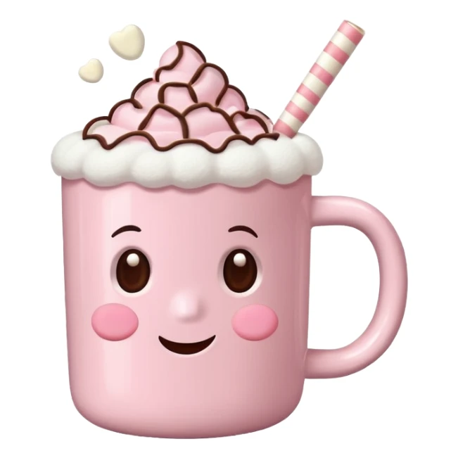 Light Pink mug of hot chocolate with marshmallows sticker