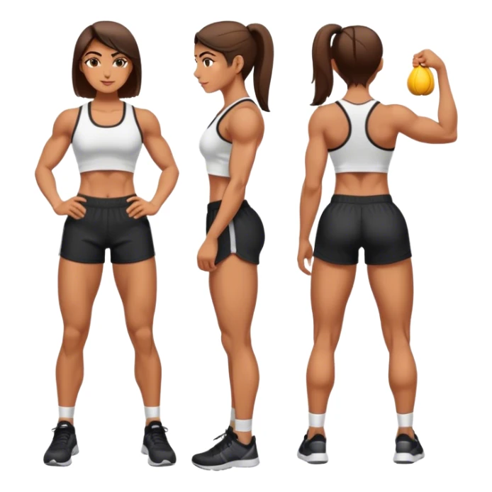front view of full legs female with black gym shorts sticker