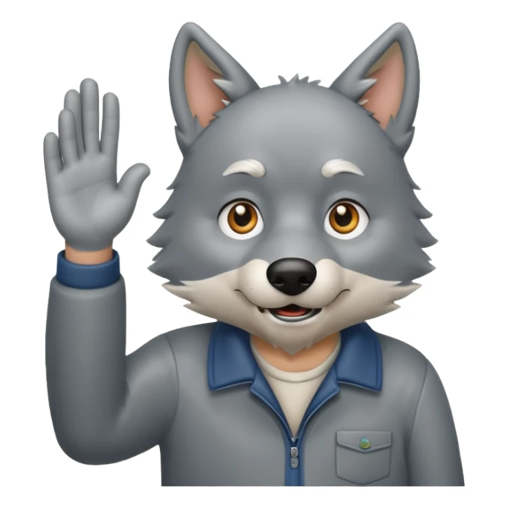 wolfgrandpa waving his hand and his hole body is standing  sticker