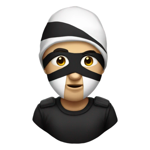 Burglar white and black stripe shirt black beanie and a mask sticker