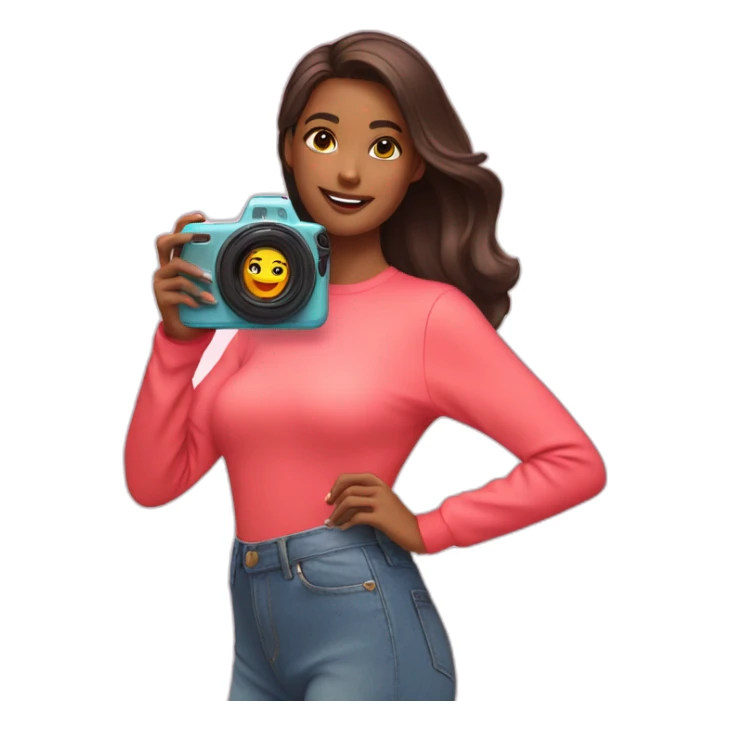influencer taking a picture of herself with a bright box in her arms sticker