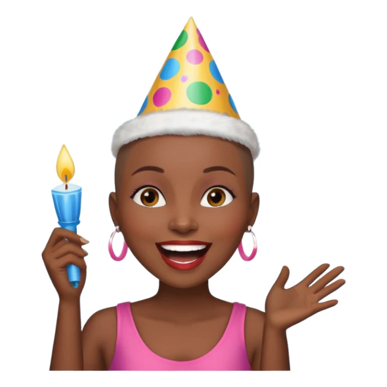 Classic mustang dark women with shaved head sing happy birthday sticker