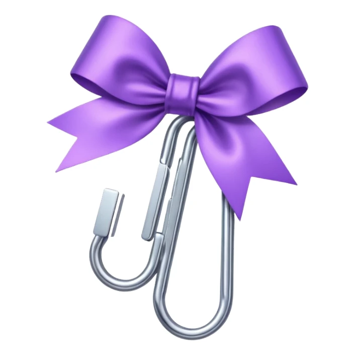 one silver paper clip with a purple bow in the middle sticker