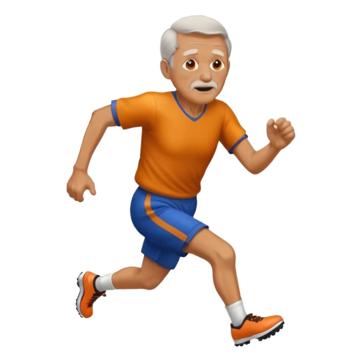 Old man running with football sticker