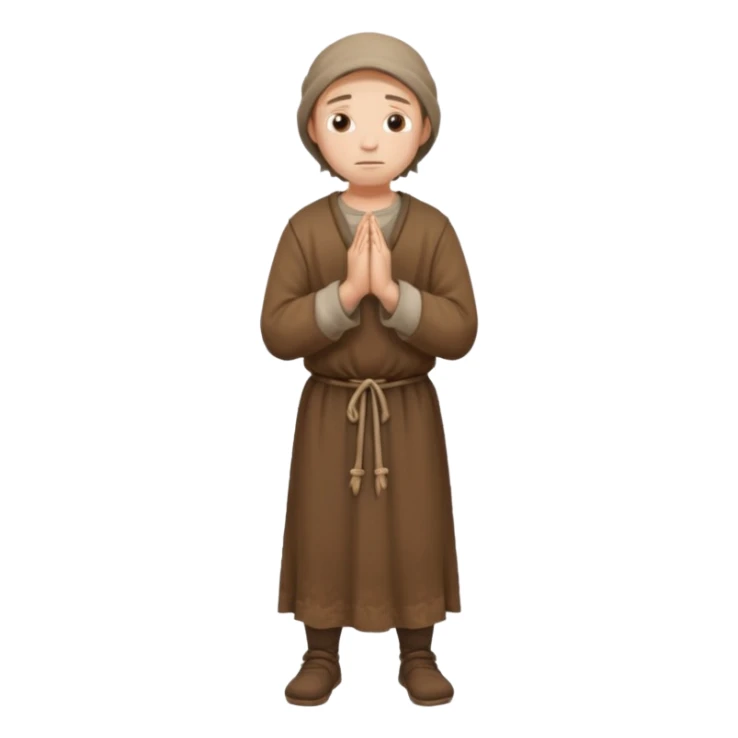 medieval peasant standing and praying full body sticker