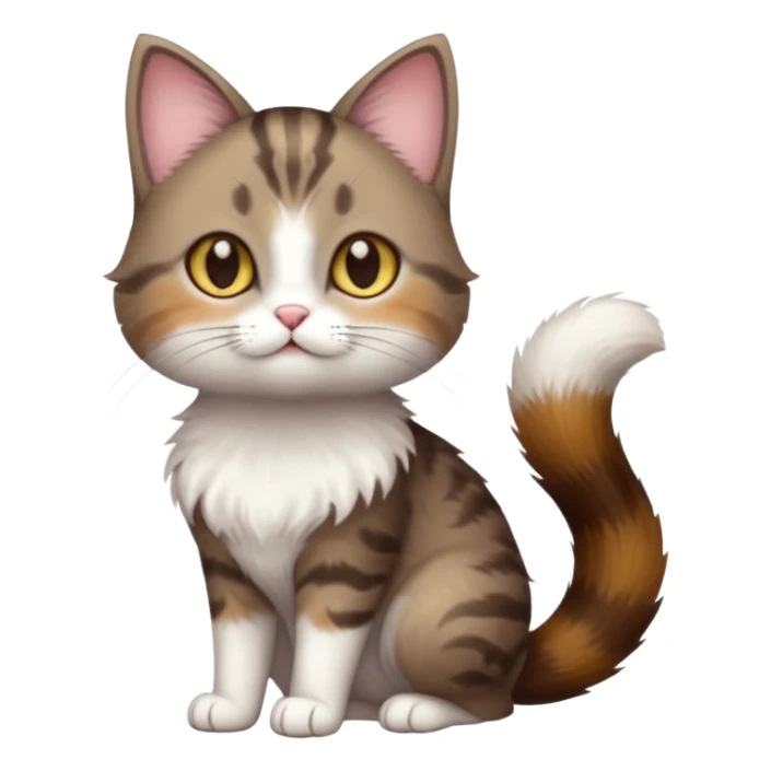 full body small short hair dark brown and white cat with hazel eyes sticker