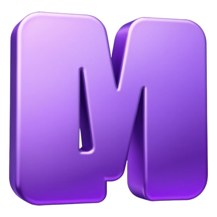 3D text that spells "me" in a shiny purple font  sticker