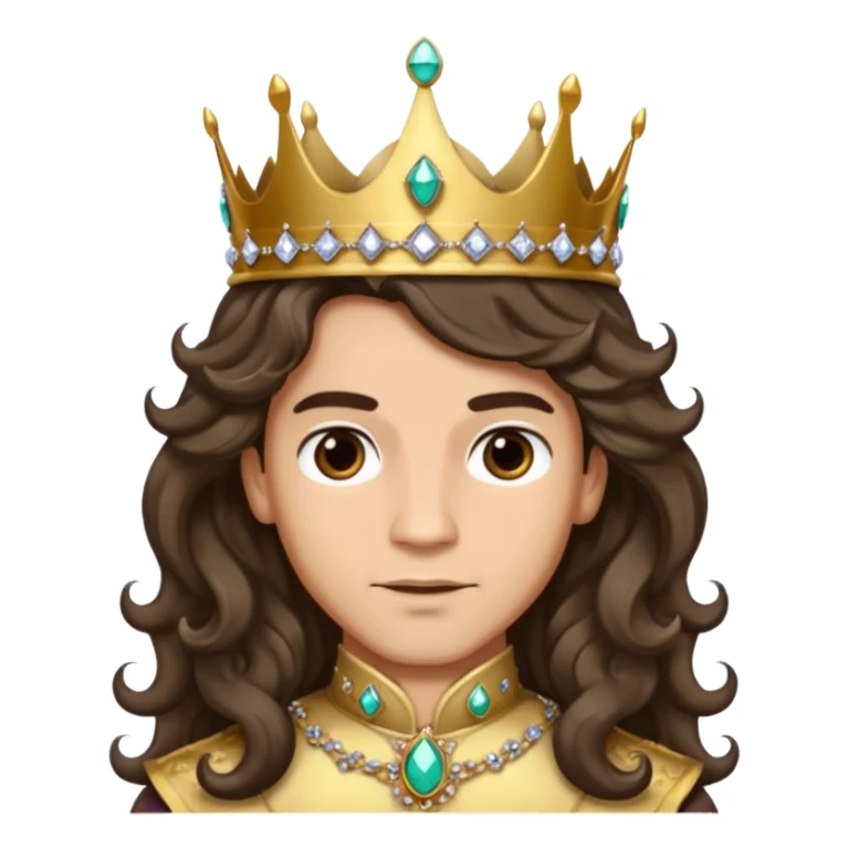 Princes with long glam curled hair, dark brown eyes, light skin tone.  sticker