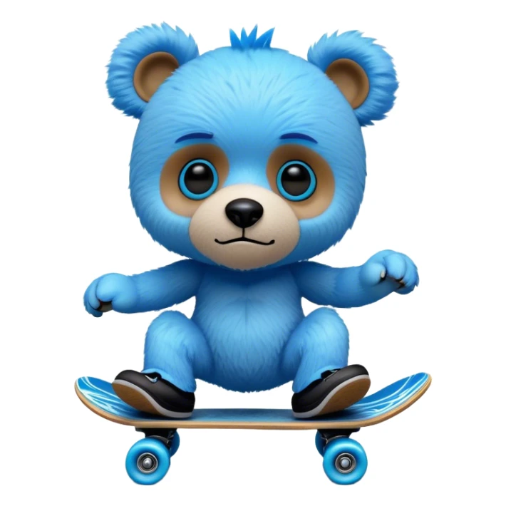 3D, adorable little Pixar style blue neon punk teddy bear on a skateboard, ultra detailed, each lash, eye, and strand of fur is shown in stunning detail as though captured in a timeless photograph, rich textures, visually rich, so lifelike it feels like it could leap off the page at any momen sticker