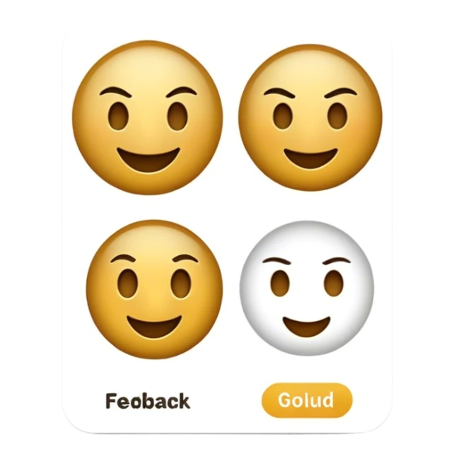 feedback/voucher like a note make it black and gold 3 smiles, angry,happy,okei sticker