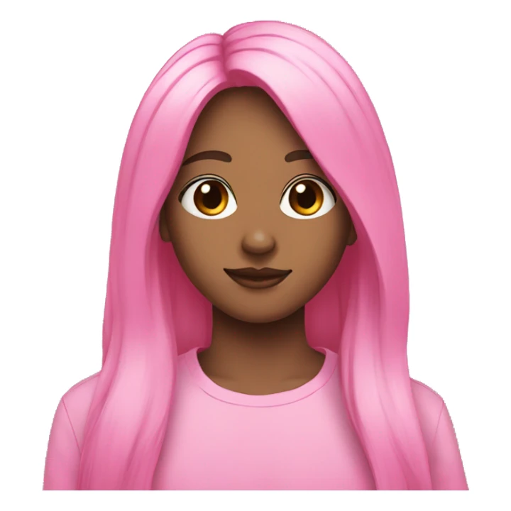 Black long hair pink shirt nose ring sticker