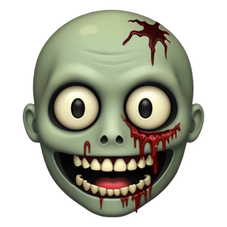 Zombie emoji with pitch black teeth no white showing sticker