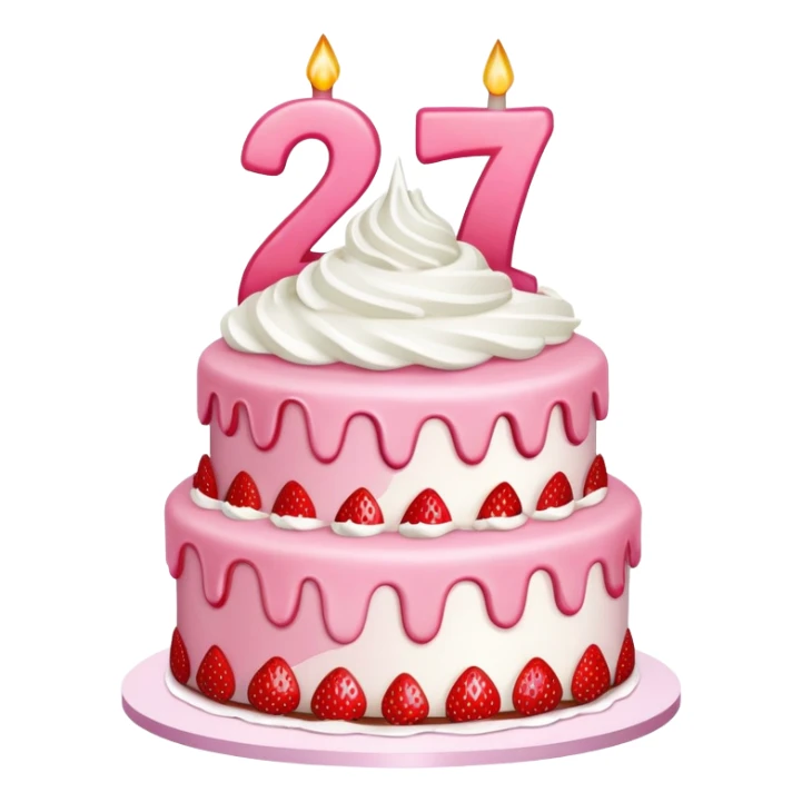 Pink Strawberry birthday cake with the number 27 on it  sticker
