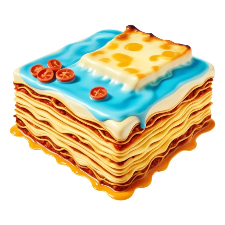 surreal salvadore dali style flying melting spam lasagna landscape sticker