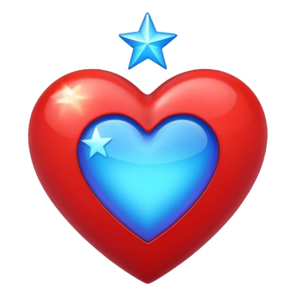 A holographic red heart with a blue star inside sticker