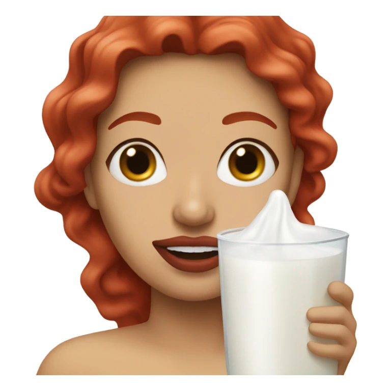 Mexican Red hair Lipstick Face covered in milk liquid sticker