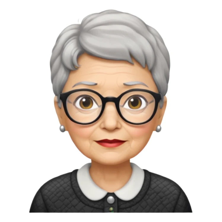 grandma, short salt and pepper hair and glasses sticker