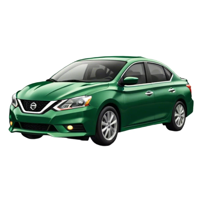 Dark green Nissan Sentra speeding down the road  sticker