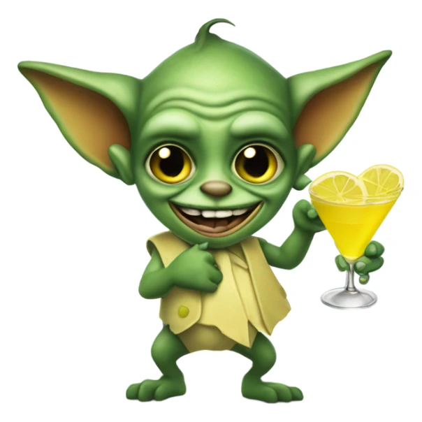 A gremlin holding a martini glass sticker