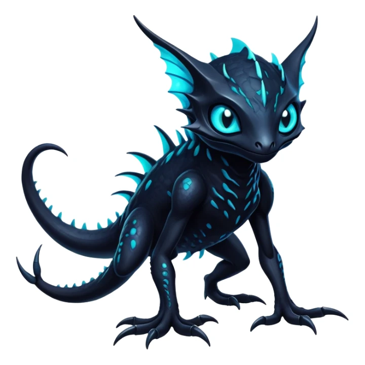 Black Dark Exotic Nocturnal Neon-glowing Abyssal Nightly Abyss-Fakémon-Creature sticker