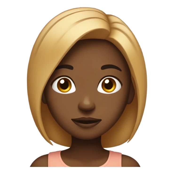 black caramel skin girl emoji with black short locks  shrugging  sticker