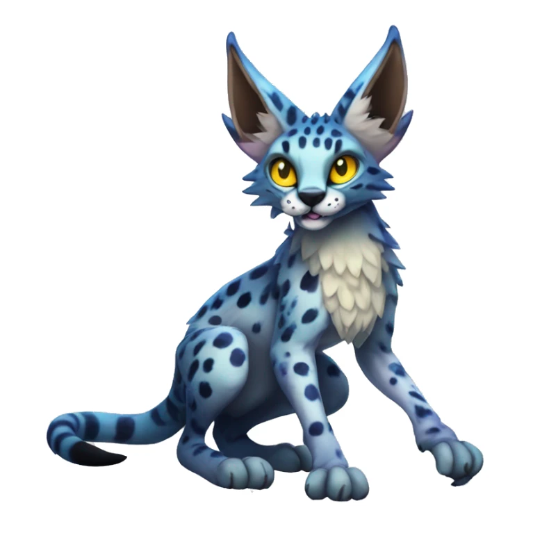 Epic Edgy Colorful ethereal eldritch Sergal-Serval-Vernid full body sticker