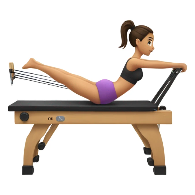 brunette girl working out on a pilates reformer sticker