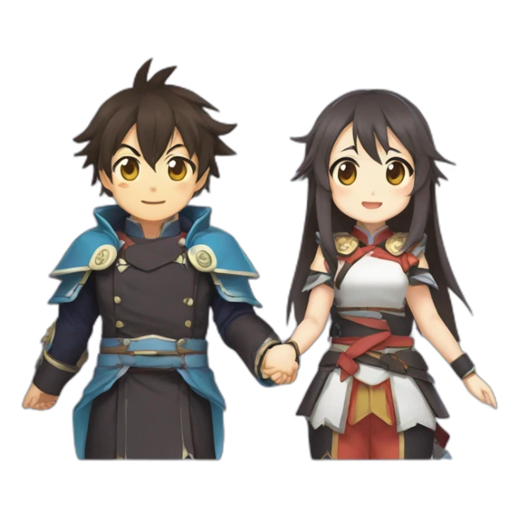 hu tao genshin impact and megumi konosuba holding hands sticker
